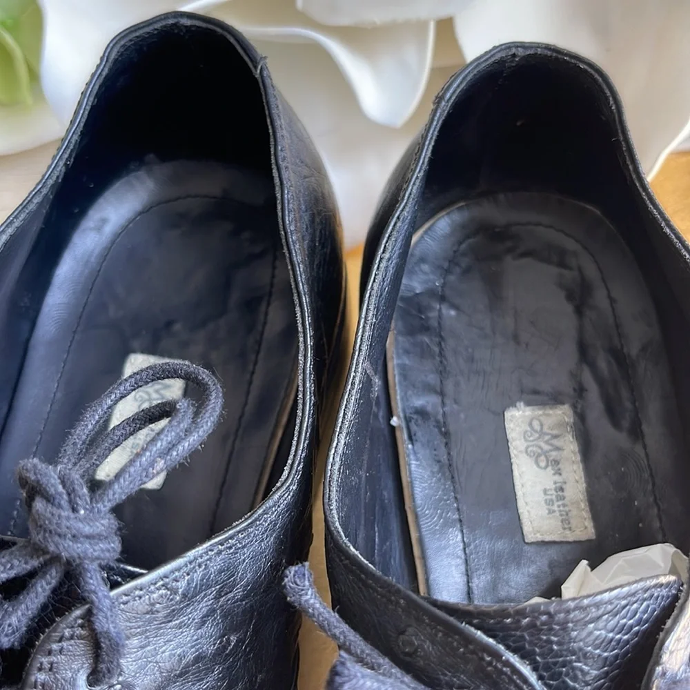EXOTIC Genuine Ostrich Max Leather USA Cap Toe Oxfords in Black